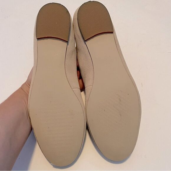 Lands End Beige tan neutra leather suede Emma classic flats woman’s -8 - Picture 6 of 8